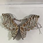 Schutz silver snake embossed strappy gladiator heel leather sandal size 7 Photo 5