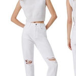 ZARA  High Rise Slim Leg Mom Ankle Rigid Jeans‎ White Denim Women’s Size 0 NWT Photo 0