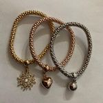 3 Piece Shiny Multilayer Gold Silver and Bronze Bracelet Set Photo 0