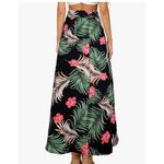 NEW Floral Tie Up Waist Summer Beach Wrap Cover Up Maxi Skirt M Black Size M Photo 6