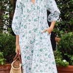 LAKE The Brunch Dress in Meadow Vines Floral White Midi Dress Size XL Green Photo 0