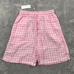 frankie's bikinis Lou Shorts Medium Pink Gingham Retro Beach Linen Picnic New Photo 0