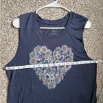 Zoe & Liv Zoe + Live Blue Sleeveless T-Shirt Tank Top Muscle Shirt Floral Heart Summer XL Photo 4