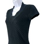 Armani Exchange  Black Textured Knit V-Neck Dress Short Sleeve V-Neck Size Small Photo 4