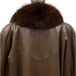 Handmade Brown Lambskin Leather Swing Stroller Brown Fox Tuxedo Front Collar Photo 2