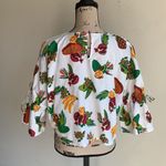 ZARA  White Sequined Fruit Bell Sleeve Crop Top Photo 5