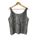 Joan Vass Snakeskin Print Cardigan Tank Top Set Cotton Women Size Large Petite Black Photo 3