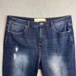 Soft Surroundings  Straight Leg Jeans Size 16 Dark Wash Distressed Faded Photo 2