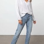 Rails  Finn Linen Blouse in Rose Gold Stripe Size Small Metallic White Billowy Photo 2