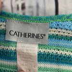 Catherines  Open Front Cardigan Sweater Womens 2X Long Sleeve Blue Green Stripes Photo 2