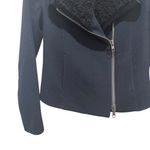 Vince  Shearling Collar Moto Zip Jacket Black Womens Size XS Photo 1