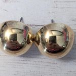 Vintage Stud Earrings For Pierced Ears Mirrored Gold Tone Domed 5/8" Photo 2