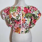 A Peach Floral Crop Top with Puffy Sleeves Size Medium Colorful Crop Top White Photo 3