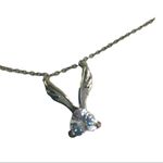 Sterling silver angel wings crystal heart 18” Photo 1