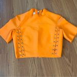Mistress Rocks Orange Short Sleeve Crop Top with Eyelet Lace Side Detail Size L Photo 0