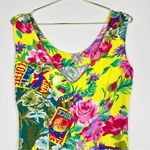 Jams World Vintage 90s Floral Hawaiian Tropical Sleeveless Tank Dress Yellow Photo 4