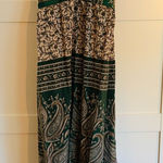 maxi dress silk blend in green paisley print made in India size small Photo 0