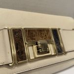 Anya Hindmarch Cream Leather Formal Foldover Clutch Purse Bag Brass Closure Tan Photo 2