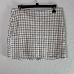Reformation  Houndstooth Mini Skirt Size 12 Neutral Plaid Photo 1