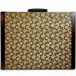 CELINE Brown Leather & Canvas and Horse Carriage Suitcase w/ Brass Locks Vintage Photo 3