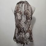 Dress Barn Brown & White Paisley Twist Neckline Satin Tank Top Size Large Photo 3