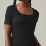 American Giant Ribbed Scoop Neck T Shirt Black Short Sleeve Made in USA Size S Photo 0