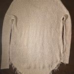Free People  Tan Crew Neck Sweater with Intricate Knit Pattern Photo 5