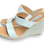 Steve Madden Icey Espadrille two white strap wedges Sz 9.5 Leather Photo 0