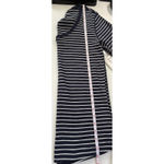 Three Dots  Navy White Stripe V Neck 3/4 Sleeve Tee Top Women's Size L‎ Photo 7