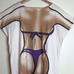 vtg Ladies purple bikini cotton beach cover up oversized shirt size large Photo 11