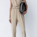 ZARA  Textured Tapered Leg Sleeveless Belted Jumpsuit Photo 0