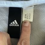 Adidas Womens Knit Blouse Crewneck Short Sleeve Gray Logo Sporty Athletic Small Photo 9