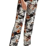 Maje  Washed Silk Trimmed Crepe Wide Leg Pants 100% Silk High Rise Floral 2 M 28" Photo 0