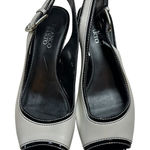 Franco Sarto  Slingback Peep Toe Heels White Black Leather Buckle Strap 7.5M Photo 0