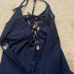 Aerie Lace Front  One Piece Navy Blue Swimsuit Photo 4