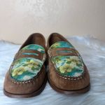 G.H. Bass & Co. Weejuns Tropic Floral Suede Leather Loafers Size 11 Brown Photo 4
