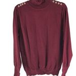 Joseph A Womens Turtleneck Top Long Sleeve Button Detail Burgundy L Photo 0