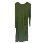 Banana Republic NWT Womens Luxespun side ruched Green Knit Midi Dress Large Photo 2