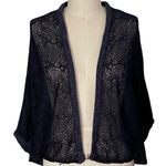 Knox Rose  Black Boho Bolero Open Cardigan Sweater Lace Crochet Back ~ Women's XL Photo 1