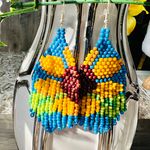 Handmade NEW Artisan Crafted Sunflower Beaded Earrings Photo 2