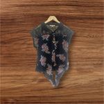 Daniel Rainn Top  sleeveless black/flowery/ lace blouse S Button Down Floral Photo 12