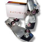 Katy Perry  Collections Metallic Silver Sandals Pink canoe stone square toe 10/40 Photo 3