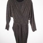 IRO NEW  Magnus Boatneck Silver Sparkle Black Draped Bodycon Mini Party Dress 0 Photo 0