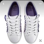 Tory Burch  Sport Ruffle Sneaker White Navy Casual Athleisure Low-Top Leather 8 Photo 5