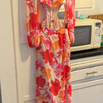  Hello Molly Spring Sunsets floral cut out maxi slit Dress NWT 2 Photo 0
