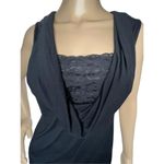 Willi Smith Crowl Neck Professional Black Blouse With Lace Detail Photo 1