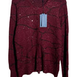 Simply Vera Wang Cardigan Women XL Red Maroon NWT Button Up Long Sleeve Sparkle Photo 0
