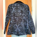 Free People  Paisley Gothic Navy Embroidered Lined Peacoat Jacket Swing Coat -2 Photo 8