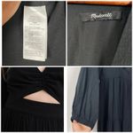 Madewell  Black Midi Dress Long Sleeve Size 12 Cutout Waist Tiered Skirt Photo 7