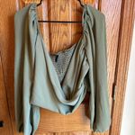 Cider  4XL~Shirred CROP Style Shirt~Olive Green Plus Size 4X Photo 2